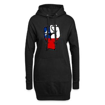 Chile Flagge Faust Hand Symbol - Hoodie-Kleid - Schwarz - Vorne