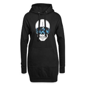 Schädel mit Skibrille - Hoodie-Kleid - Schwarz - Vorne