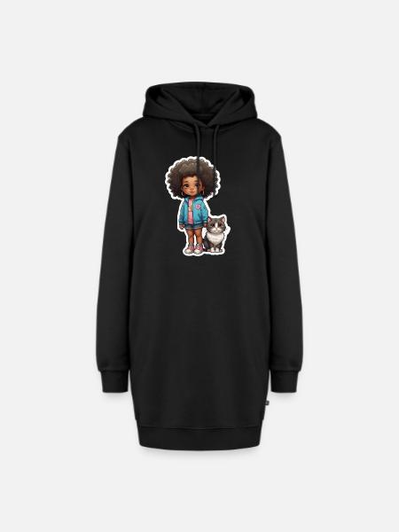 Kind Katze Freunde Geschenkidee - Hoodie-Kleid - Schwarz