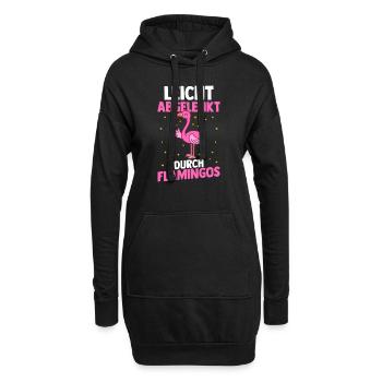 Leicht Abgelenkt Durch Flamingos - Hoodie-Kleid - Schwarz - Vorne