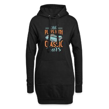 Joue toujours avec des voitures classiques Hot Rod vintage - Sweat-shirt à capuche long Femme - noir - Devant