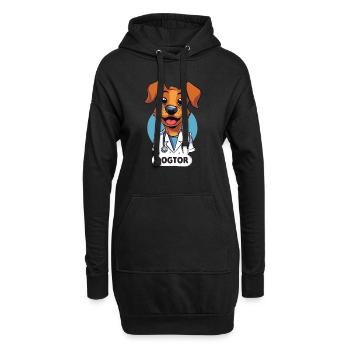 Adorable chiot docteur dans le style dessin animé - Sweat-shirt à capuche long Femme - noir - Devant