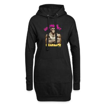 Muskulöser Bananen-liebender Affe - Hoodie-Kleid - Schwarz - Vorne