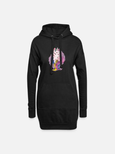 Kitty Katacorn is Happy - Hoodie Dress - black
