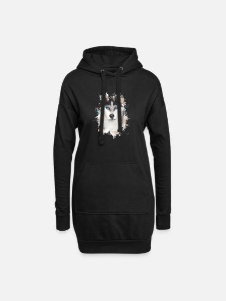 Wolf - Hoodie-Kleid - Schwarz