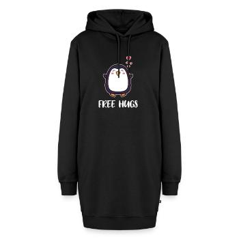 Animal Cute Penguin Heart Statement Seabird South Pole - Hoodie Dress - black - Front