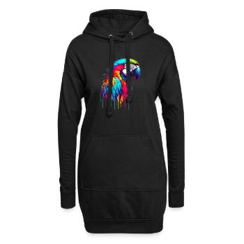 Papagei - Hoodie-Kleid - Schwarz - Vorne
