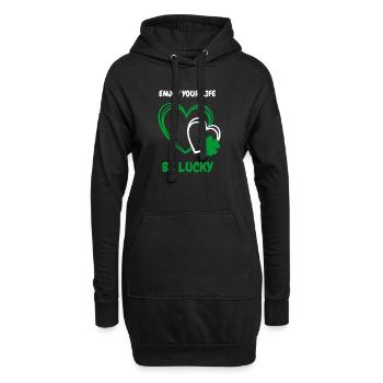 Enjoy Life & be lucky – Herz mit Kleeblatt - Hoodie-Kleid - Schwarz - Vorne