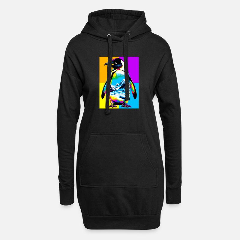 Pinguin - Hoodie-Kleid - Schwarz