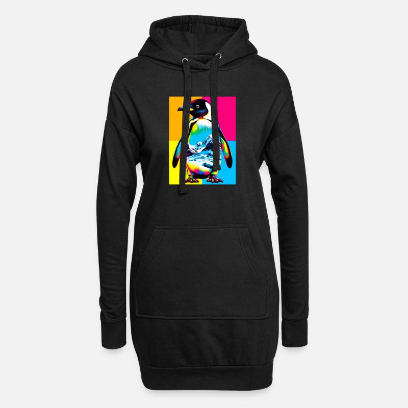 Pinguin - Hoodie-Kleid - Schwarz