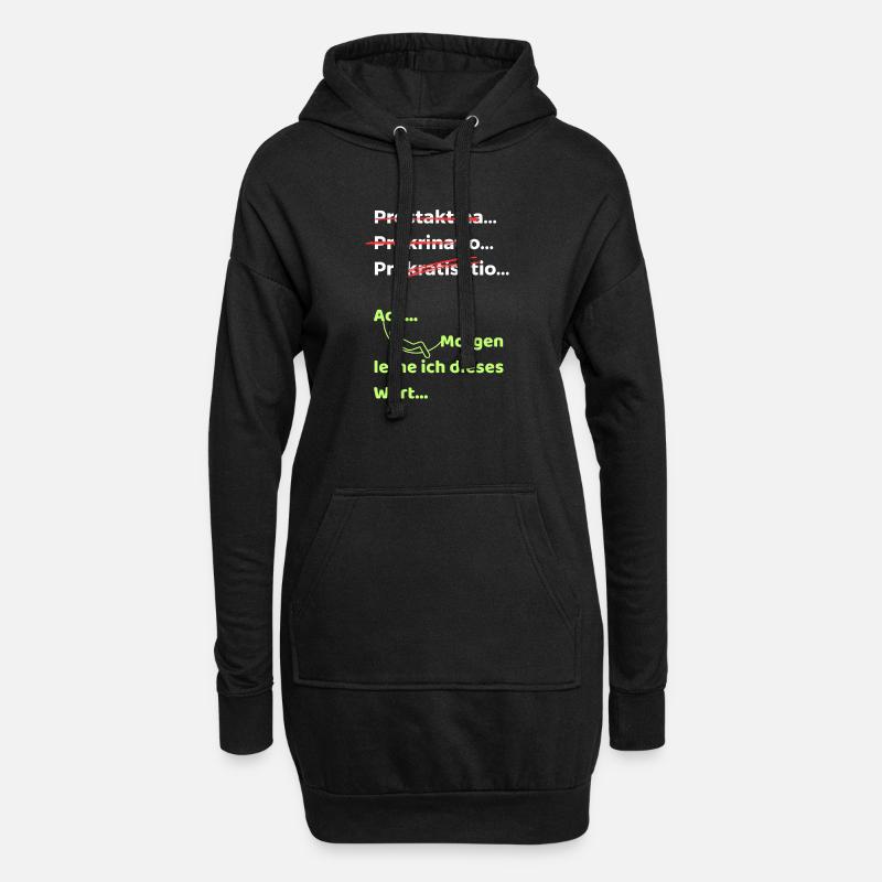 Prokrastination Witz lustiger Spruch Hängematte - Hoodie-Kleid - Schwarz