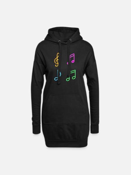 Neon Musiknoten – Music Vibes - Hoodie-Kleid - Schwarz