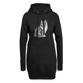 Chat - Sweat-shirt à capuche long Femme - noir - Devant