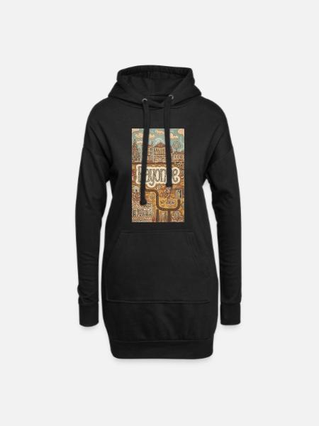 Bayonne Skurriles Stadtbild Frankreich - Hoodie-Kleid - Schwarz