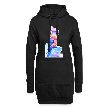 Kunterbunter Fantasie-Kakadu - Hoodie-Kleid - Schwarz - Vorne