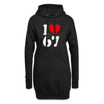Fun 67 Zahl 6-7 I Herz 6 7 Sechs Sieben - Hoodie-Kleid - Schwarz - Vorne