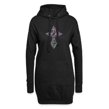 Verziertes Gradientenkreuz - Hoodie-Kleid - Schwarz - Vorne