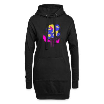 Blumenbouquet in Neonfarben - Hoodie-Kleid - Schwarz - Vorne