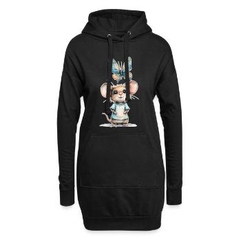 Des chuchotements entre la souris et le papillon 🐭 🦋 - Sweat-shirt à capuche long Femme - noir - Devant