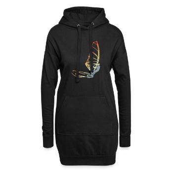 Vintage Windsurfen - Hoodie-Kleid - Schwarz - Vorne