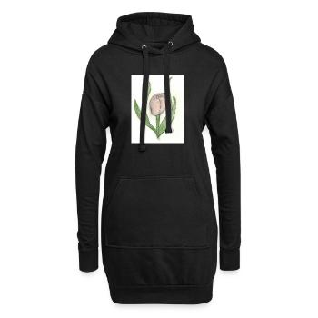 Tulipe - Sweat-shirt à capuche long Femme - noir - Devant