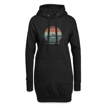 Dolomiten in Retro Längsstreifen Optik - Sweat-shirt à capuche long Femme - noir - Devant