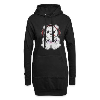 Polar Bear With Gaming Controller I Funny Gaming - Hoodie-Kleid - Schwarz - Vorne