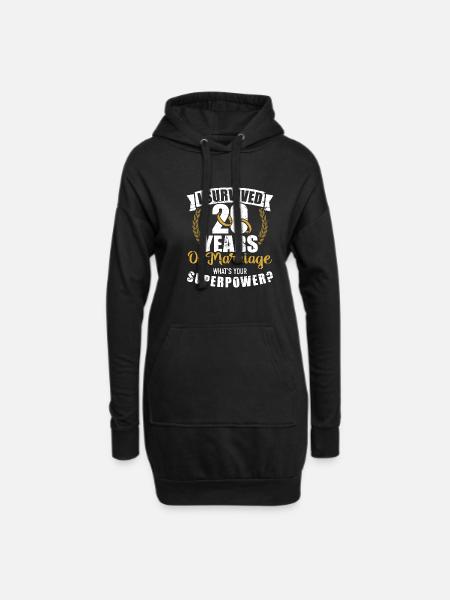20e anniversaire de mariage - Sweat-shirt à capuche long Femme - noir