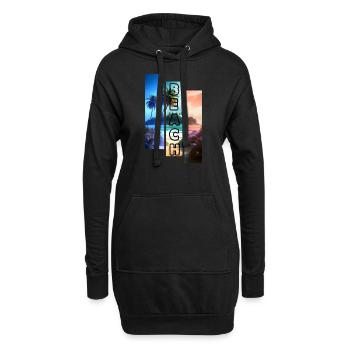 Motif de plage 3 couleurs avec lettrage de plage - Sweat-shirt à capuche long Femme - noir - Devant
