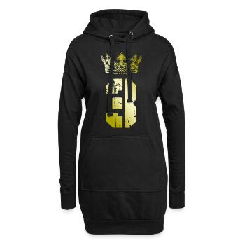 3 Zahl Krone - Hoodie-Kleid - Schwarz - Vorne