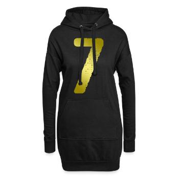 7 Zahl Trikot - Hoodie-Kleid - Schwarz - Vorne