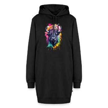 Bison Animaux Cool Coloré - Sweat-shirt à capuche long Femme - noir - Devant