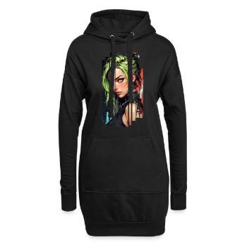 Cyber-Frau Urbane Stadt - Hoodie-Kleid - Schwarz - Vorne