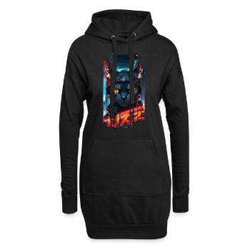 Cyber-Chat Stadtstadt Neon - Hoodie-Kleid - Schwarz - Vorne