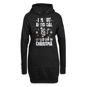 I'm Not Antisocial, I Rolled Low On Charisma 2 - Hoodie-Kleid - Schwarz - Vorne