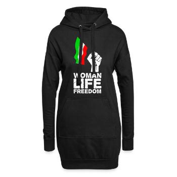 Woman, Life, Freedom | Free Iran! | Mit Flagge - Hoodie-Kleid - Schwarz - Vorne