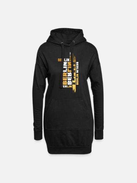 Berlin Deutschland Stadt Schrift Gold Skyline - Hoodie-Kleid - Schwarz