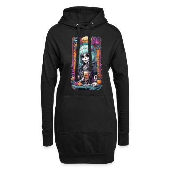 Gothic Girl citrouille épices Latte Design d’automne - Sweat-shirt à capuche long Femme - noir - Devant
