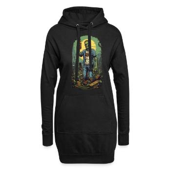 Lustiges Halloween Zombie Bier Retro Party Design - Hoodie-Kleid - Schwarz - Vorne