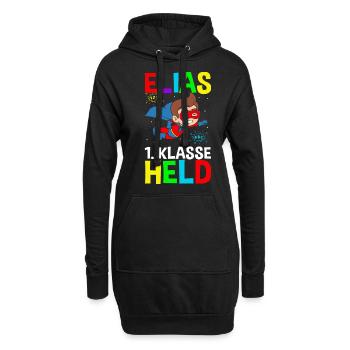 Schulkind Elias 1. Klasse Held - Hoodie-Kleid - Schwarz - Vorne