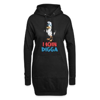 Moin Digga Nordsee Ostsee Norddeutschland Strand - Hoodie-Kleid - Schwarz - Vorne