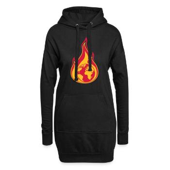 planet erde on fire heimat klimawandel globale erw - Hoodie-Kleid - Schwarz - Vorne
