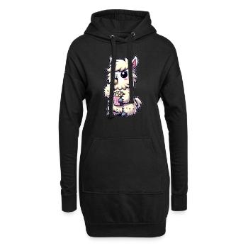 Lama mit Popcorn, Kino Karneval - Hoodie-Kleid - Schwarz - Vorne