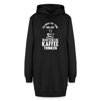 Kaffee Koffein Kaffee-Fans Geschenk - Hoodie-Kleid - Schwarz - Vorne