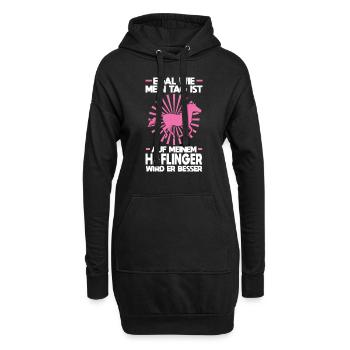 Haflinger Pferd Reiter Geschenk - Hoodie-Kleid - Schwarz - Vorne