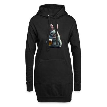 Drôle de lapin de Pâques avec bière - Sweat-shirt à capuche long Femme - noir - Devant