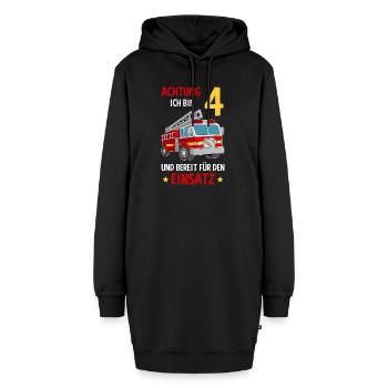 Feuerwehrmann Feuerwehr 4. Geburtstag - Hoodie-Kleid - Schwarz - Vorne