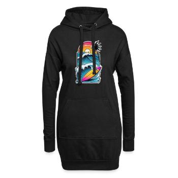 surf plage palmier soleil vacances - Sweat-shirt à capuche long Femme - noir - Devant