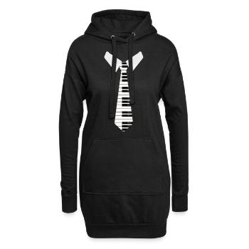 Klavier Schlips Bühnenoutfit Pianist - Hoodie-Kleid - Schwarz - Vorne