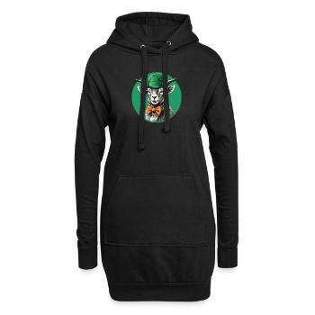 Ziege mit grünem Hut und gelber Schleife - Hoodie-Kleid - Schwarz - Vorne